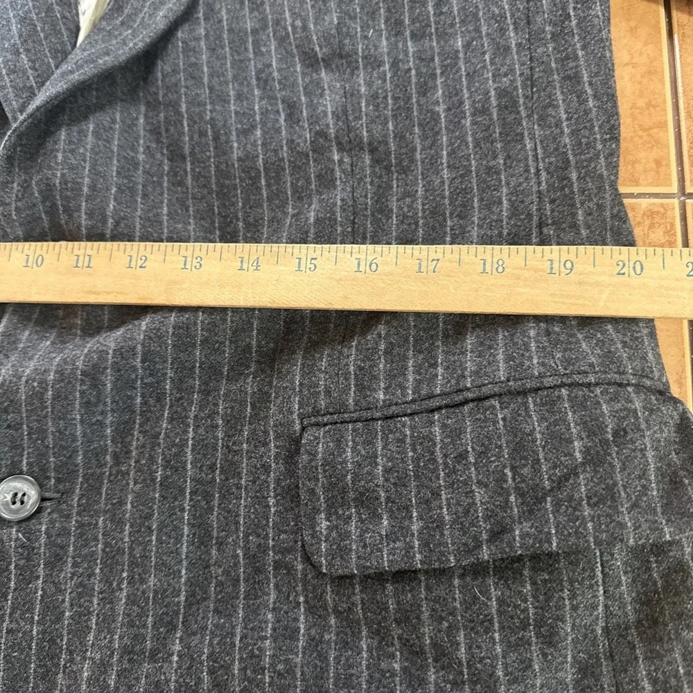 VTG Paul Stuart Sport Coat Sz 40R Charcoal Gray Pin Stripe Flannel Heavy Wool